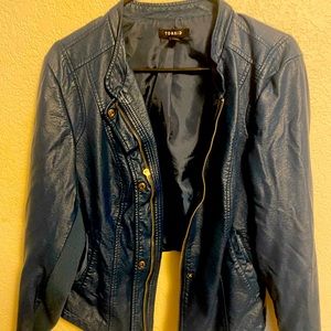 Faux soft leather, blue with warm look.